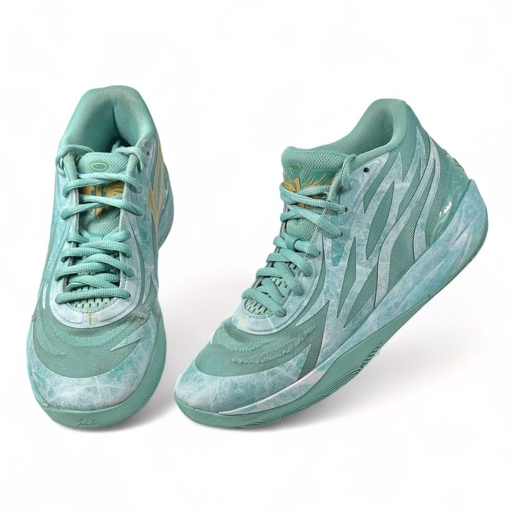 Puma Lamelo Ball Jade MB. 02 Gold Lake Green Team Gold Shoes Size 9.5 378284-01